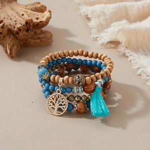🍏50% OFF/3+...4-piece Set of Bohemian Style Tree Of Life Charm Bracelets (Blue)
